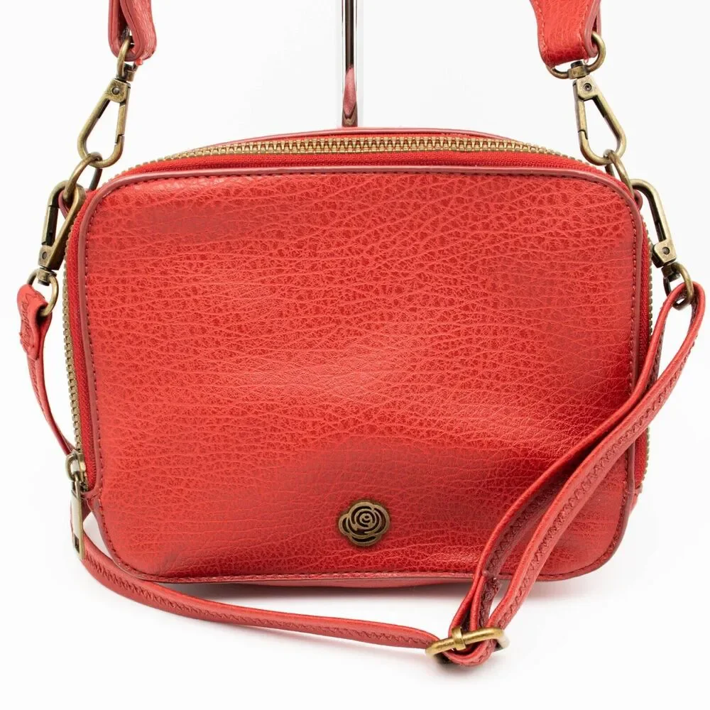 Carlos Santana CARLOS Red Faux Leather Crossbody Handbag